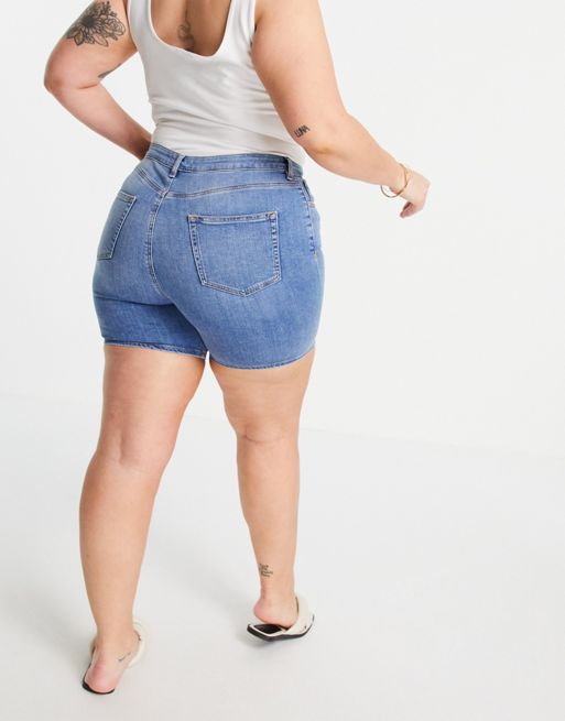 French Connection mom shorts in mid wash denim