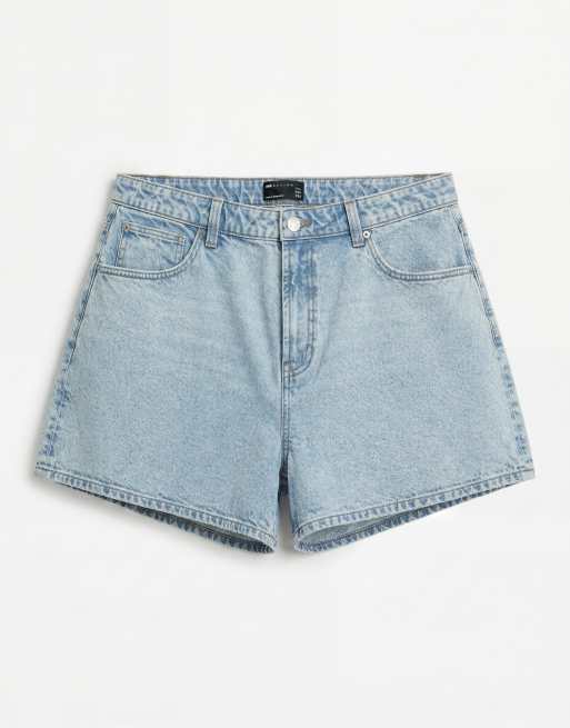 ASOS DESIGN Curve denim longer a-line shorts in pale vintage, 6 of 7