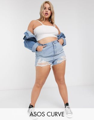 asos curve denim shorts