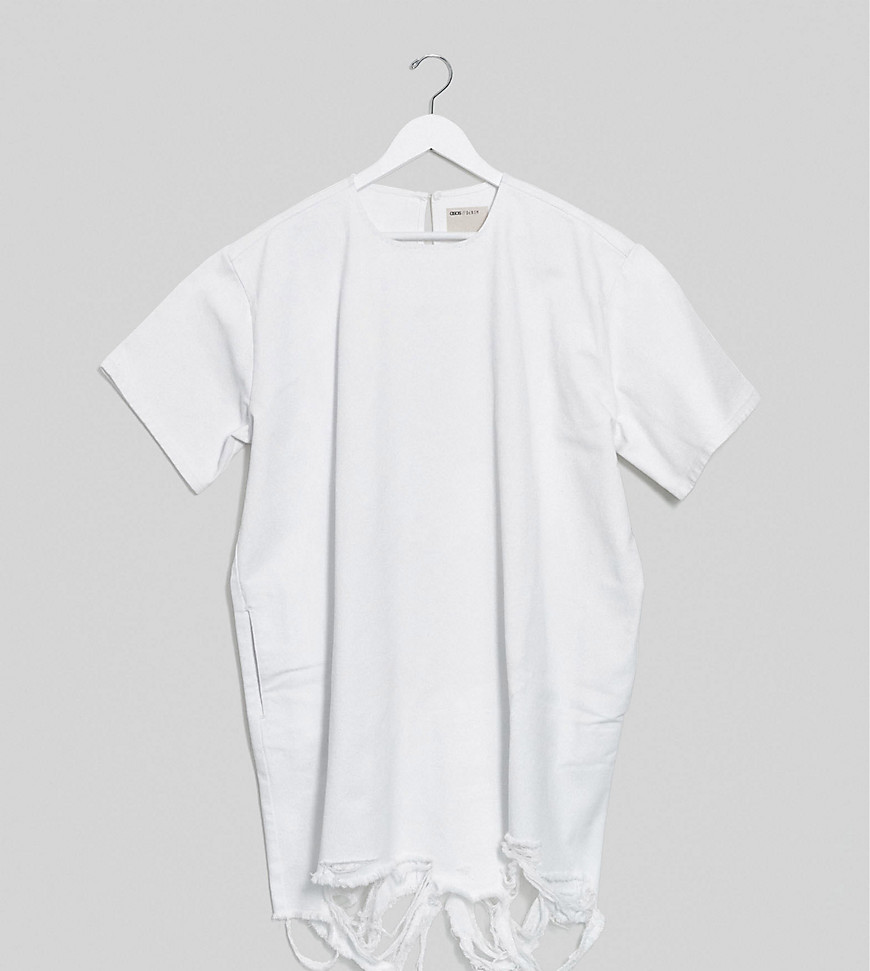 ASOS DESIGN Curve denim mini t shirt dress-White