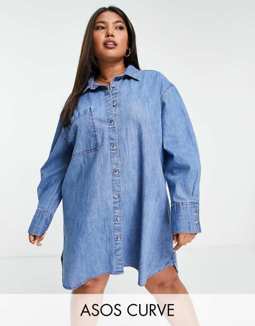 Asos curve denim dress online