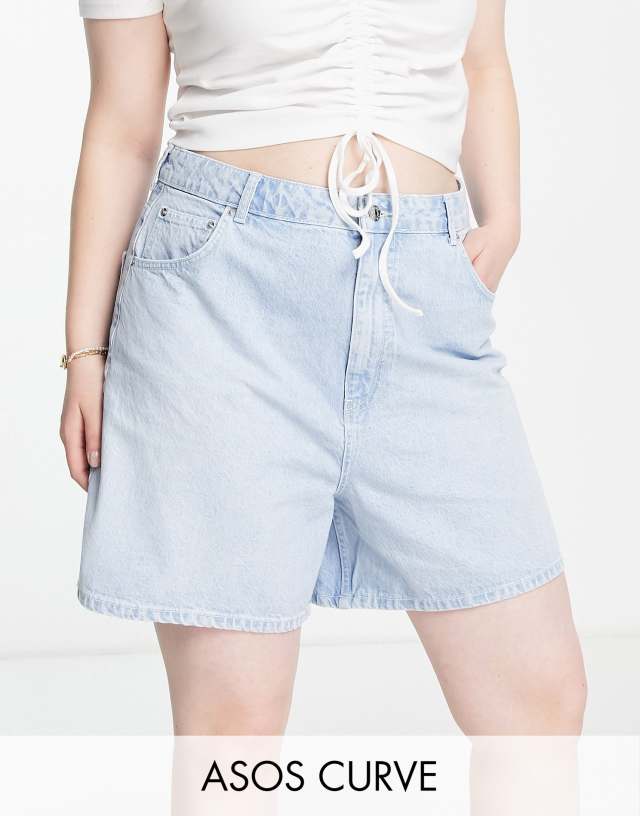 ASOS DESIGN Curve denim relaxed bermuda short in lightwash