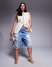 ASOS DESIGN wide leg denim jort in