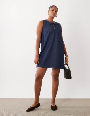 Женское мини-платье ASOS Curve джинсовое, темно-синее