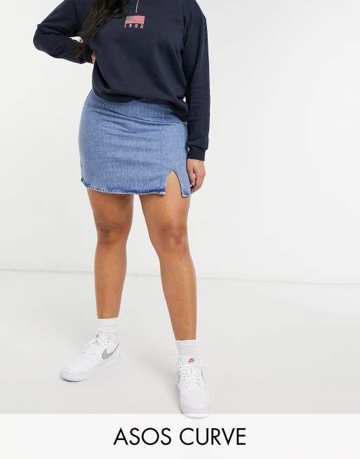 Asos curve denim sales skirt