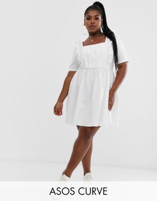 asos plus white dress