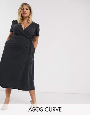 denim wrap dress plus size