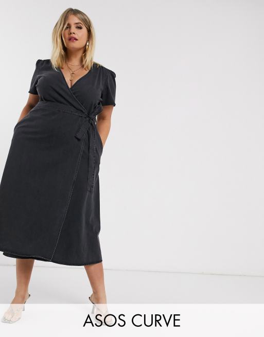 curve wrap midi dress