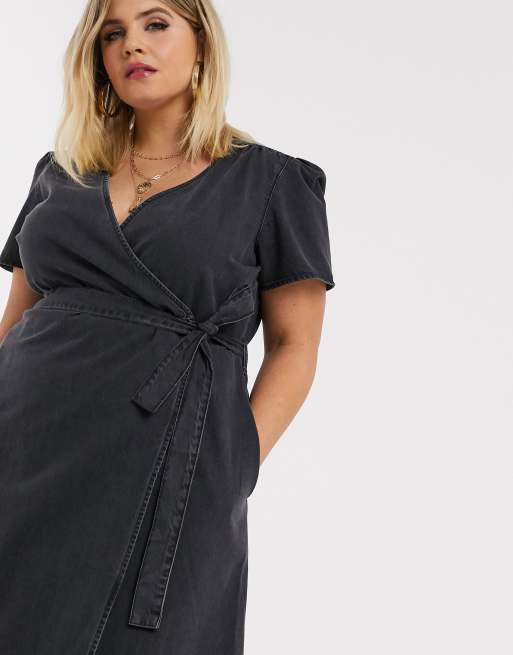 Asos denim wrap on sale dress