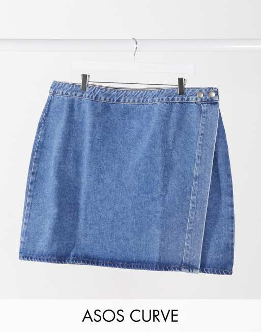 Asos curve denim sales skirt