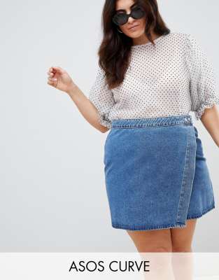 asos denim wrap skirt