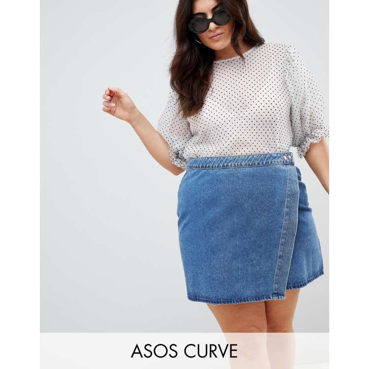 Asos design outlet denim wrap skirt