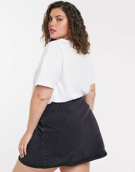 Asos black denim wrap cheap skirt