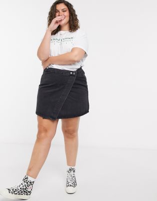 asos denim wrap skirt
