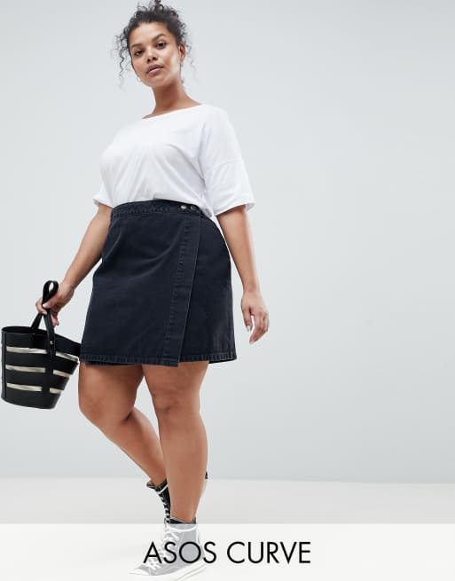 Asos denim best sale wrap skirt