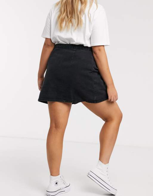 Asos black denim wrap cheap skirt