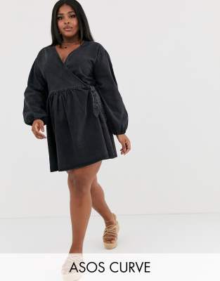 asos denim wrap dress