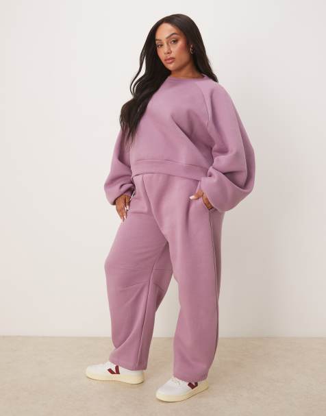 ASOS DESIGN Curve – Dimrosa mjukisbyxor med barrelben, del av set - view 1