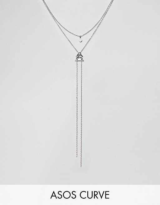 ASOS DESIGN Curve Disc And Bolo Chain Multirow Necklace