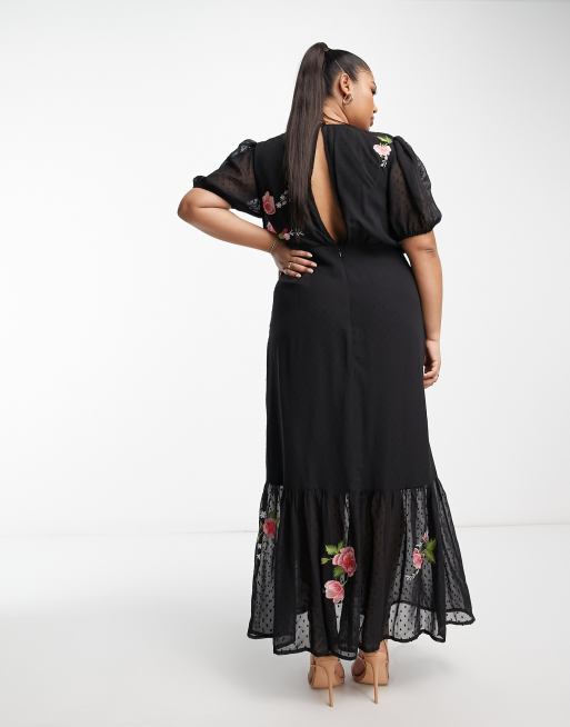 Asos edition maternity embroidered floral shop maxi dress in dobby spot