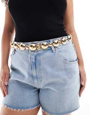 ASOS DESIGN Curve dome chain belt in gold φωτογραφία