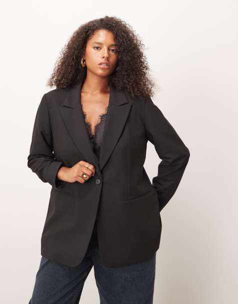 ASOS DESIGN Curve tailored relaxed blazer in black