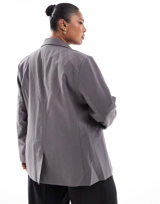 ASOS DESIGN Curve – Dopasowana szara marynarka o luźnym kroju, 4 z 4