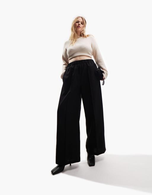 ASOS DESIGN Curve – Dopasowane czarne spodnie z elastyczna talią