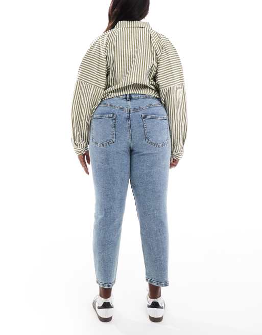 ASOS DESIGN Curve – Dopasowane wygodne jeansy w niebieskim kolorze, 2 z 5