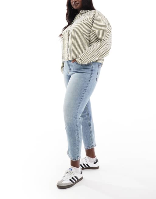 ASOS DESIGN Curve – Dopasowane wygodne jeansy w niebieskim kolorze, 3 z 5