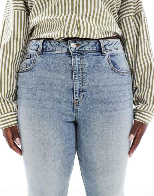 ASOS DESIGN Curve – Dopasowane wygodne jeansy w niebieskim kolorze, 5 z 5