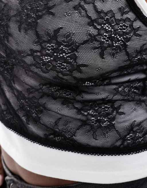 ASOS DESIGN Curve – Doppellagiges Trägertop in Schwarz und Weiß mit kontrastierender Spitze, 4 von 4