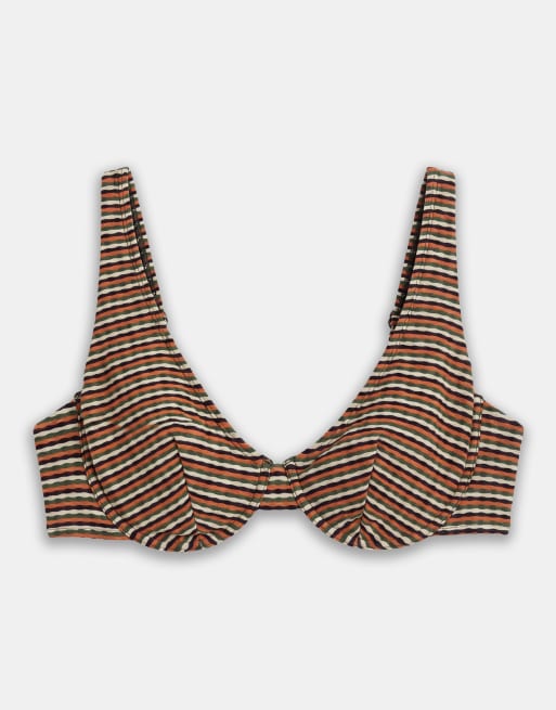 ASOS DESIGN Curve Dori high apex underwire bikini top in sunset stripe, 5 of 8