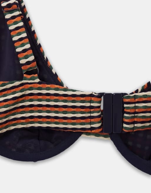 ASOS DESIGN Curve Dori high apex underwire bikini top in sunset stripe, 8 of 8