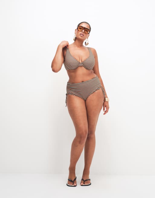 ASOS DESIGN Curve – Dori – Bikini w paski w odcieniu zachodu słońca, 3 z 3