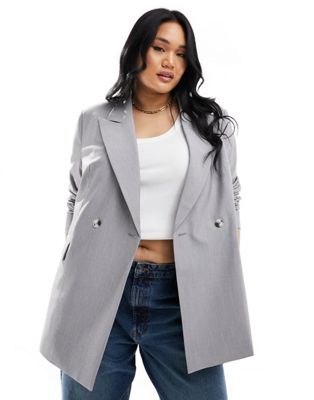 ASOS DESIGN Curve double breasted blazer in grey