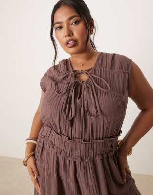 Asos Curve Asos Design Curve Double Cloth Gathered Bust Jumpsuit