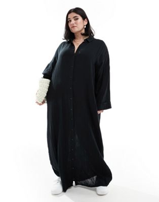 Asos Curve Asos Design Curve Double Cloth Maxi Dress In Black