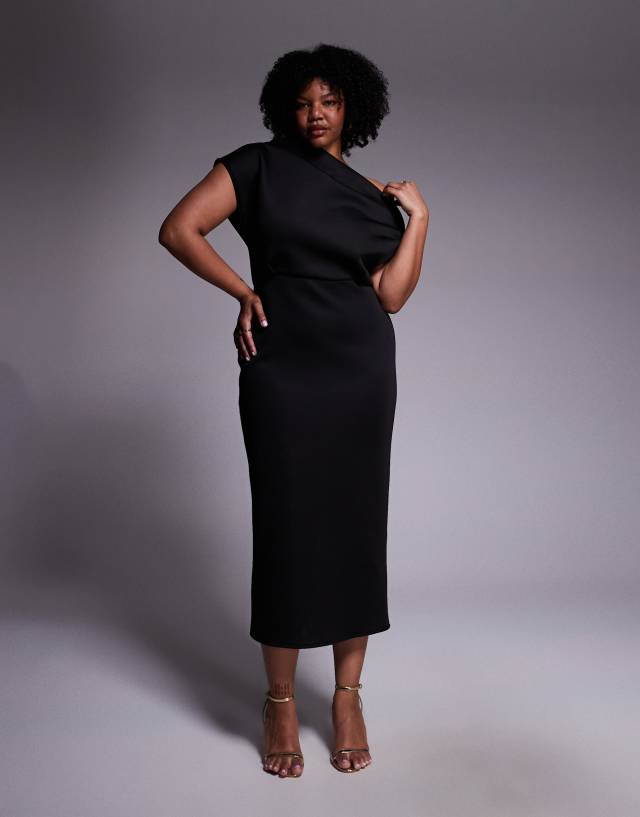 asos black curve dress - Midi - Women - Polyester/Spandex - 16 US Featuring a plain one SCHL000166_P Simple black satin long Sleeve length type:Sleeveless
