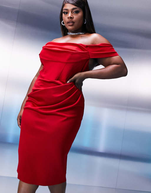 Asos plus size red dress best sale