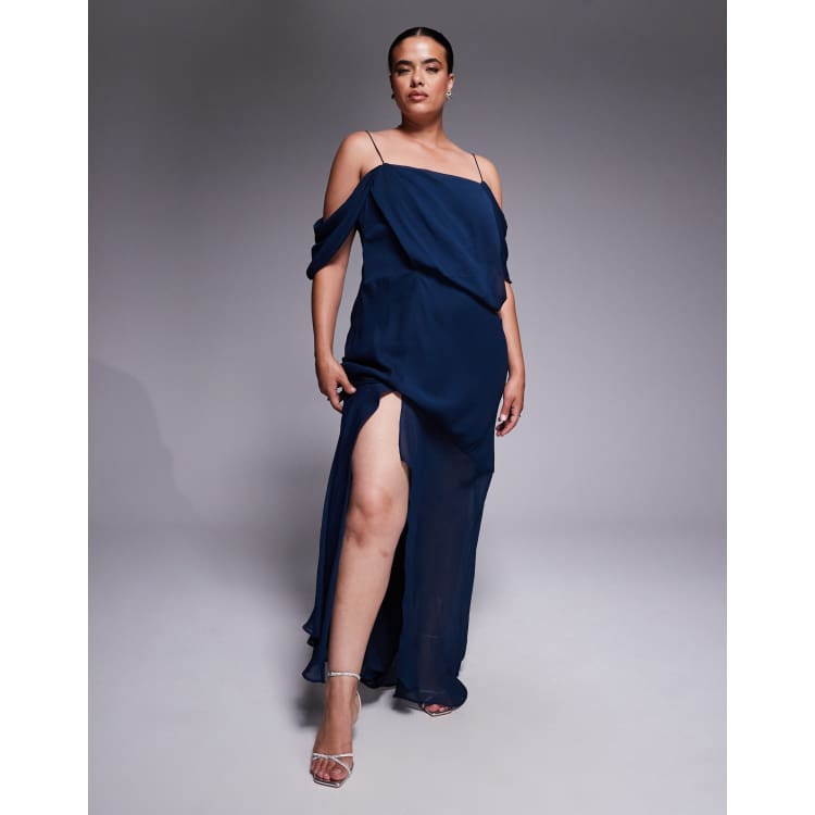 navy blue chiffon maxi dress A-Line Maxi Chiffon Navy Mother of the Bride Dress COCOMELODY CM0254, Dusty Purple