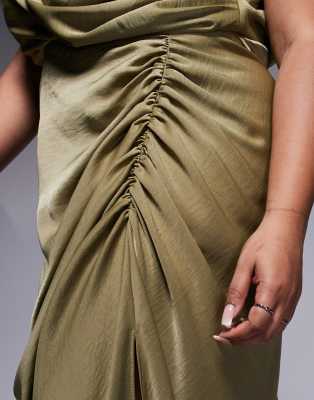 Asos Curve Asos Design Curve Drape Front Slit Detail Maxi Dress