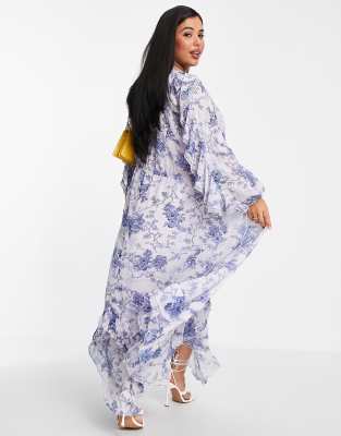 asos blue floral maxi dress