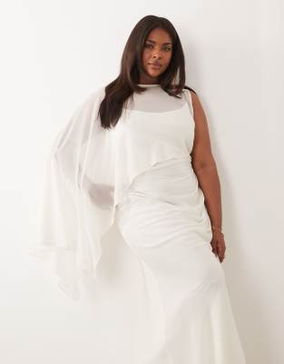 Asos Curve Asos Design Curve Draped Batwing Asymmetric One Sleeve Maxi Dress In Multi