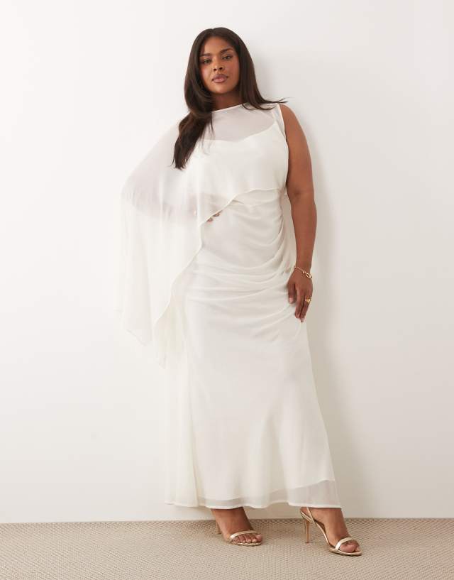 ivory asymmetrical dress ASOS Curve - Draped Batwing Asymmetric Maxi - Women - Polyester - 16 US this dress delivers modern silk slip dress Wedding Dresses for Short Size Guide:16