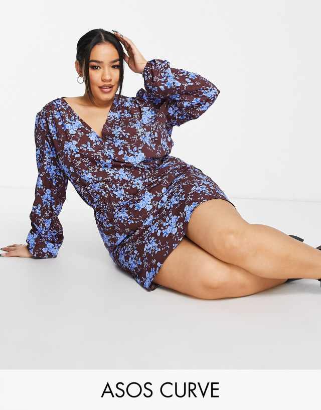 ASOS DESIGN Curve dress in ultra violet floral print