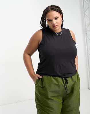 ASOS DESIGN Curve dropped arm hole raw edge vest in black - ASOS Price Checker