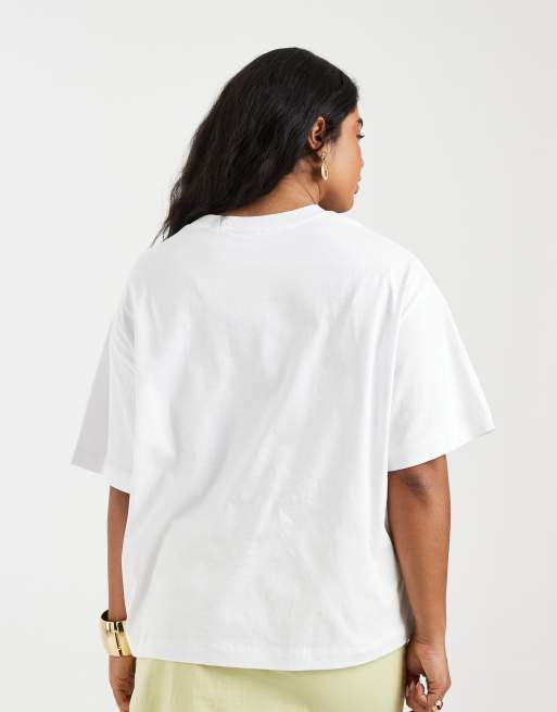 ASOS DESIGN Curve dropped shoulders t-shirt with beaded fruit graphic in white, 4 of 4