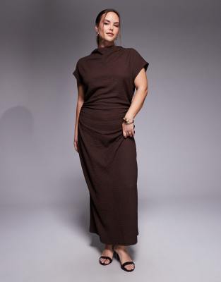 Asos Curve Asos Design Curve Dropped Sleeve Maxi Dress In Brown