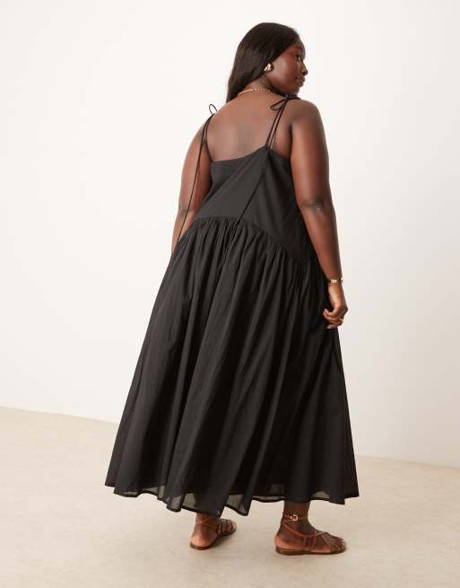 ASOS DESIGN Curve dropped waist maxi dress in black | ASOS